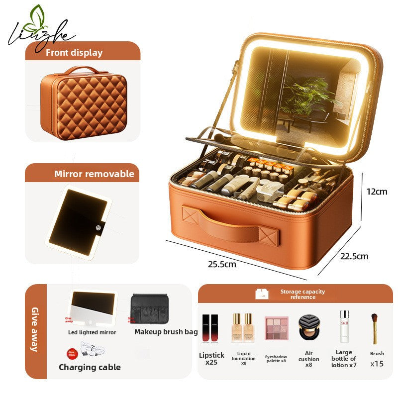 Cosmetic Bag with LED Light and Wheels