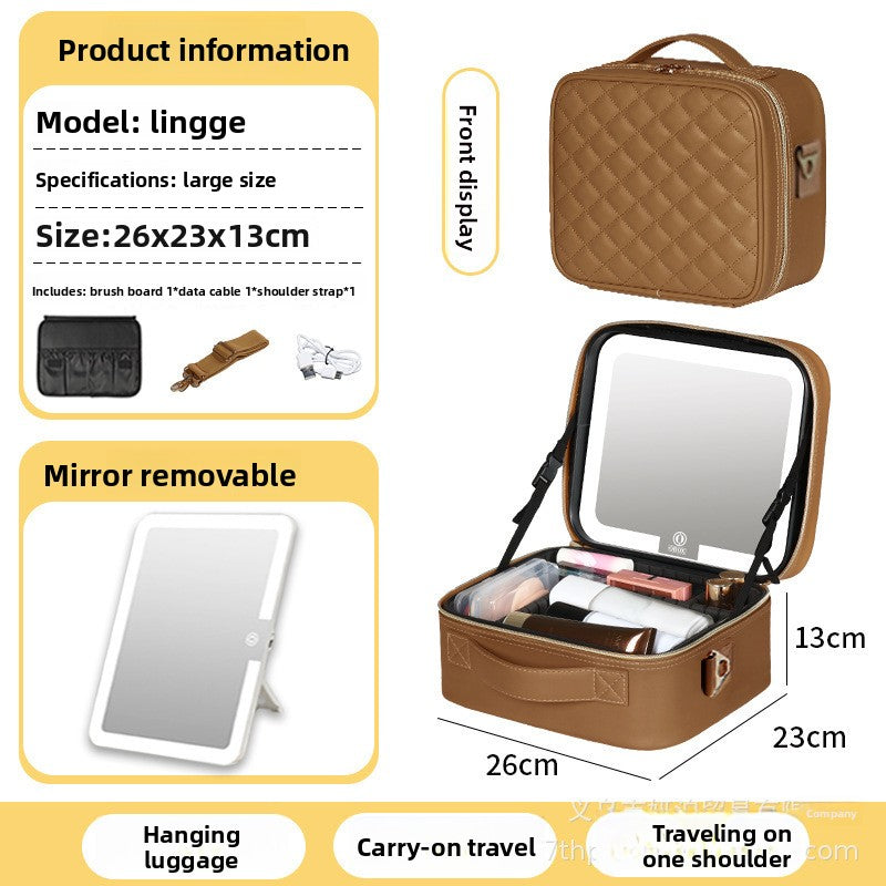 Cosmetic Bag with LED Light and Wheels