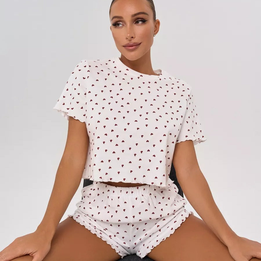 Casual set with heart print