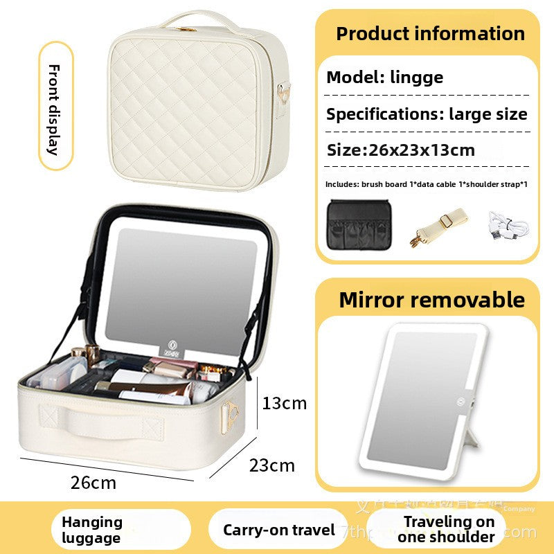 Cosmetic Bag with LED Light and Wheels