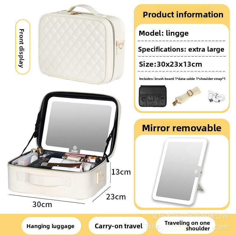 Cosmetic Bag with LED Light and Wheels