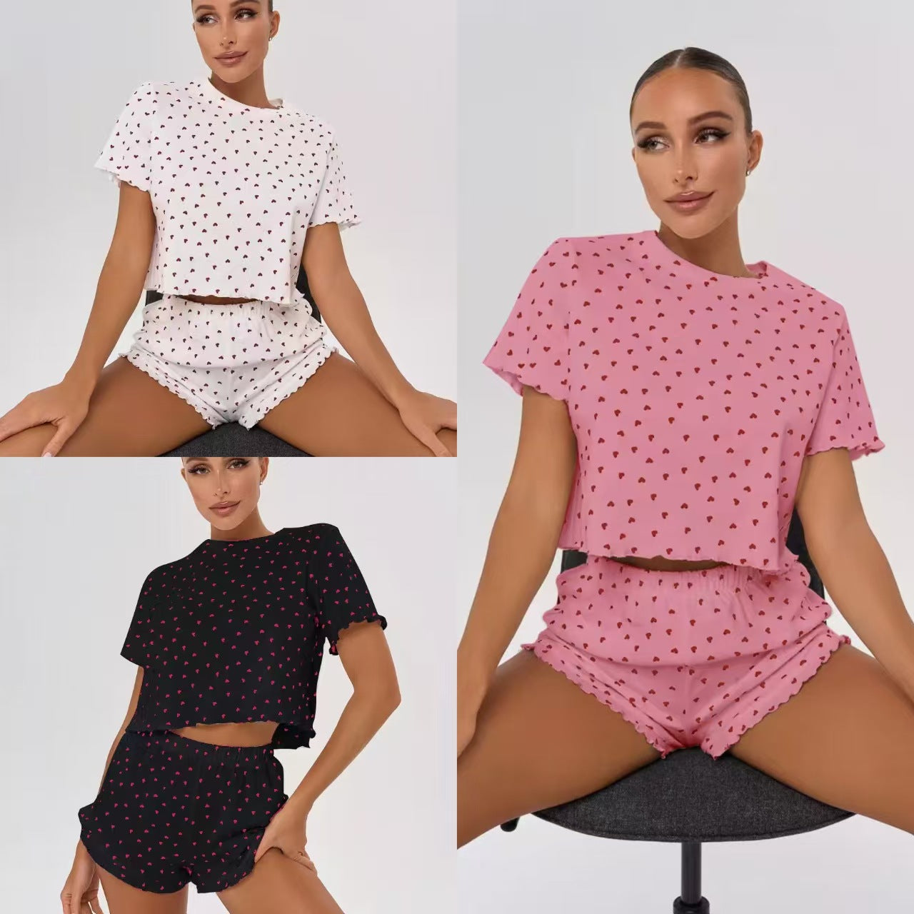 Casual set with heart print