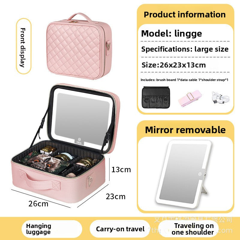 Cosmetic Bag with LED Light and Wheels