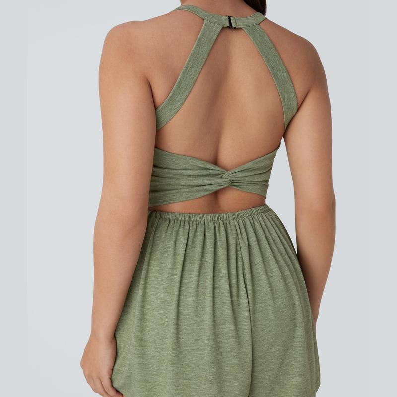 Body Shaping Jumpsuit with Backless Design and Side Pockets