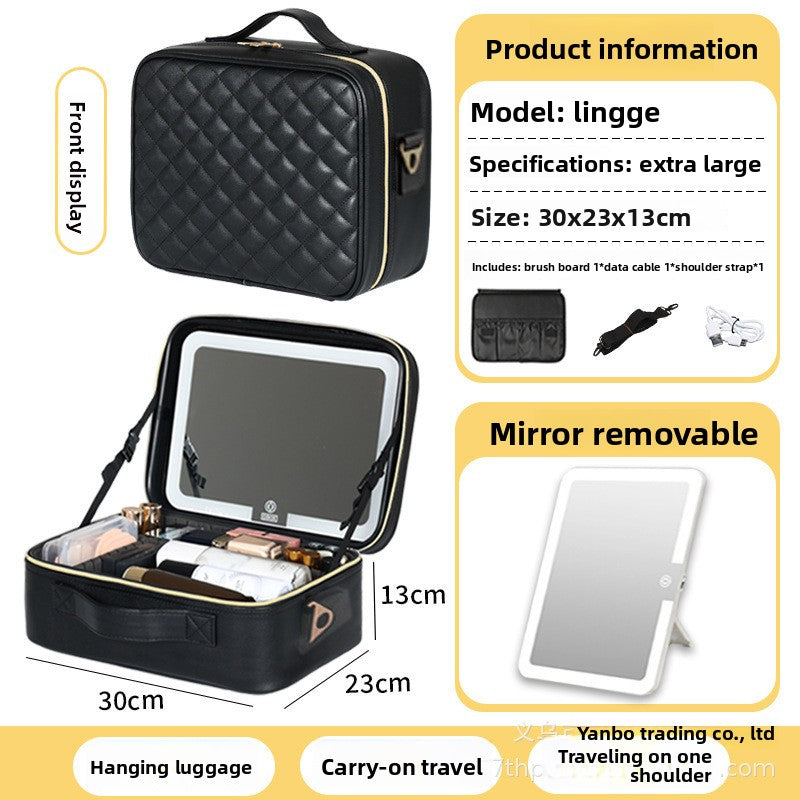 Cosmetic Bag with LED Light and Wheels