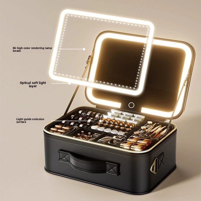 Cosmetic Bag with LED Light and Wheels