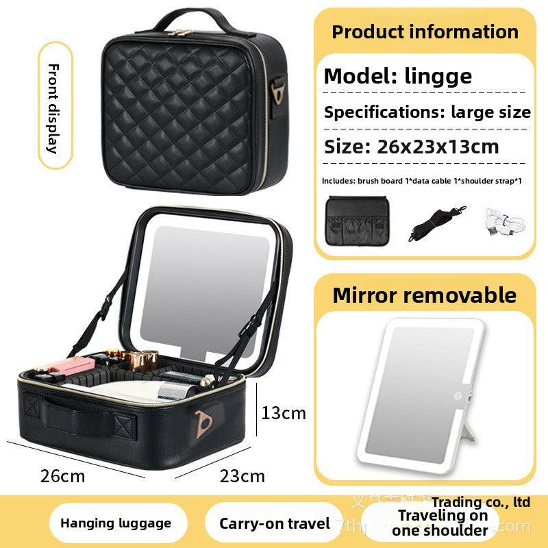 Cosmetic Bag with LED Light and Wheels