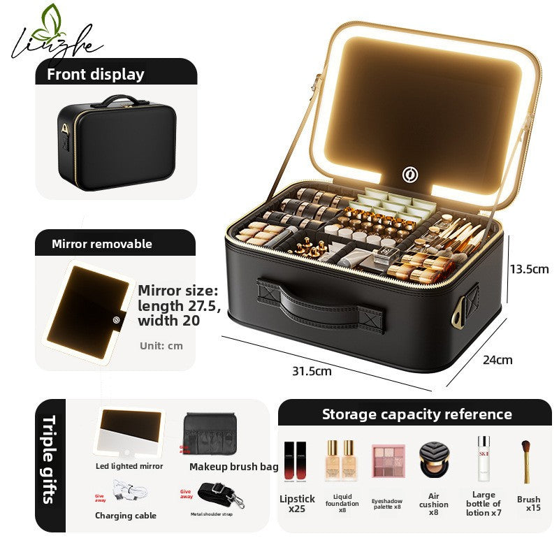 Cosmetic Bag with LED Light and Wheels