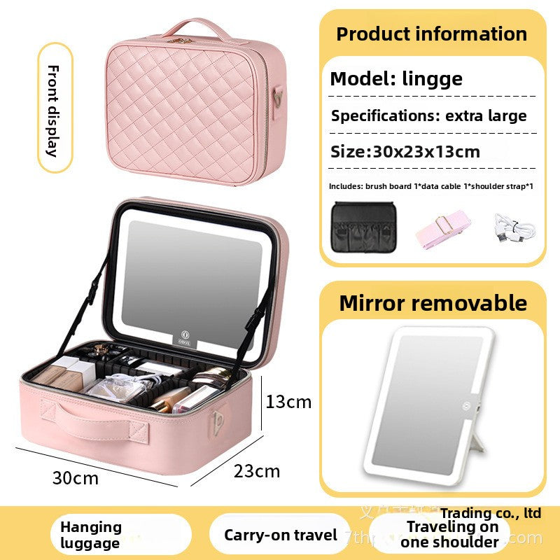 Cosmetic Bag with LED Light and Wheels